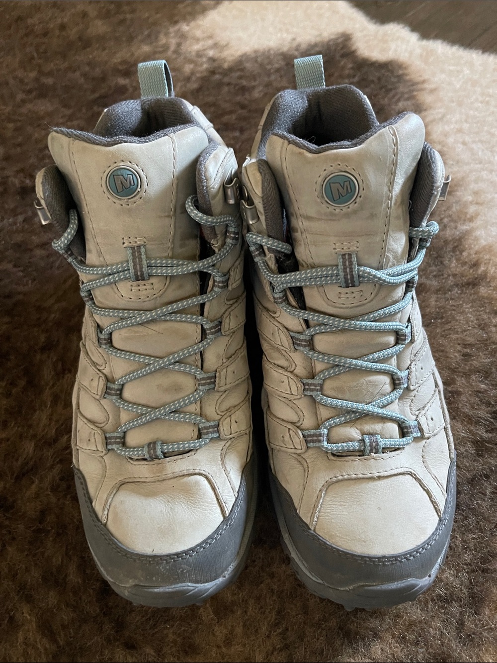 Merrell Beige and Gray Lace-Up Hiking Boots